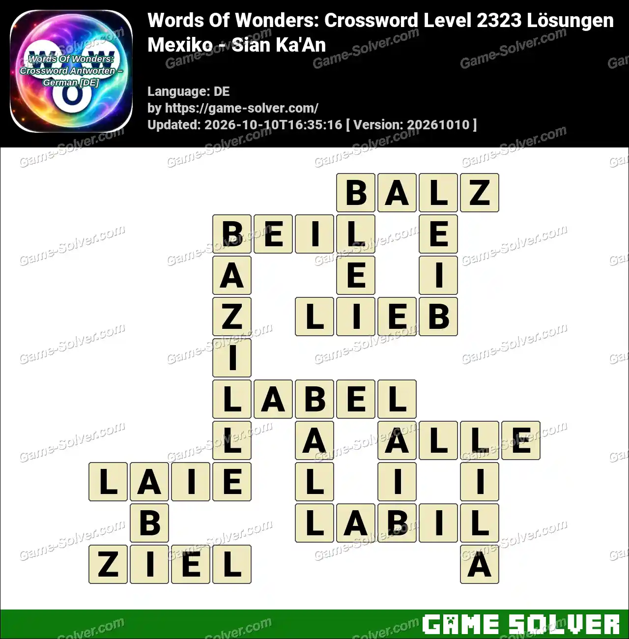 Words Of Wonders: Crossword Level 2323 Lösungen – Mexiko – Sian Ka’An